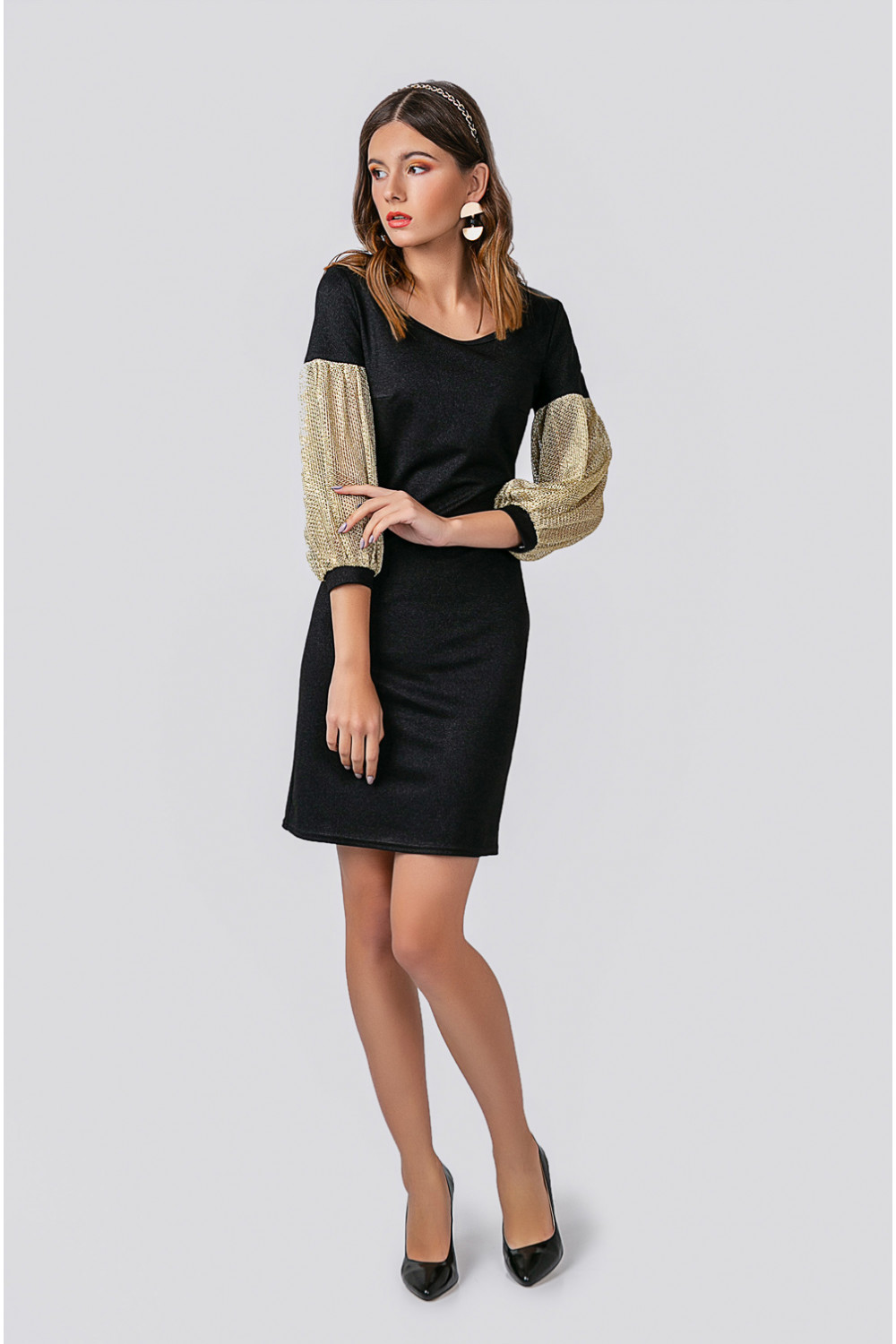 Платье 5750 Черный-золото