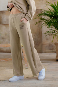 Pantalon de sport droit en molleton double épaisseur, couleur moka. Мокко