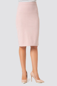 Gonna a tubino in cashmere con motivo pied- de-лапка color cipria., colore Polvere Пудра