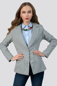 Women's straight-cut jacket in light grey with a blazer collar Светло-серый