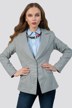 Women's straight-cut jacket in light grey with a blazer collar