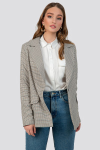 Women's Beige straight-cut jacket with a blazer collar Бежевый