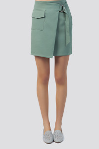 Pastel green wrap mini skirt made of suiting fabric . Pastel green. Пастельно-зеленый