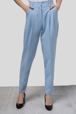 Women's office trousers, sky blue, straight cut . Sky blue.