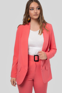 Women's straight Coral jacket made of suiting fabric for the office Коралловый