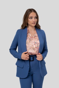 Straight-cut blazer in denim-colored suiting fabric for the office Деним