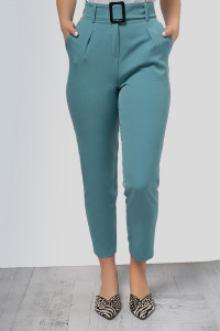 Women's office trousers with a belt in mint green мята