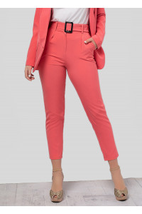 Women's high-waisted office trousers Coral Коралловый
