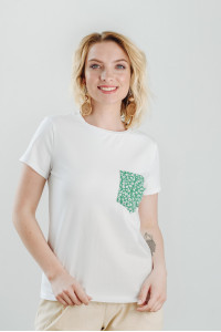 White basic t-shirt with a pocket, Коттон material White Белый