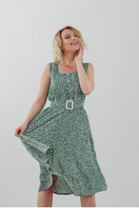 Зелена сукня-сарафан міді з креп-шовку без рукавів . Зелений. Зеленый