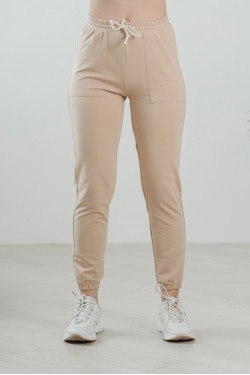 Бежевые спортивные штаны из двухнитки с высокой посадкой Бежевый