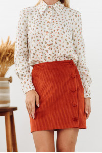 Red straight-cut corduroy mini skirt with Ginger Рыжий