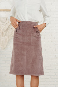 Milling -colored corduroy midi skirt with patch pockets Фрезовый