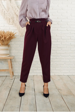 Офисные женские брюки из костюмки с высокой посадкой индиго