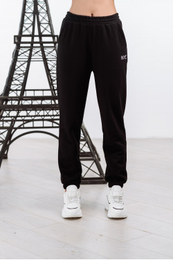 Спортивные брюки из трехнитки свободного кроя черного цвета Черный