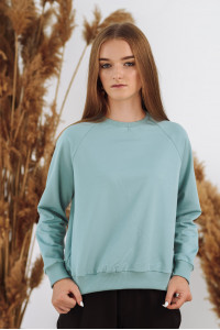 Повседневный свитшот без капюшона цвета тиффани из двухнитки Тиффани