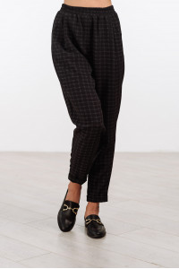 Черные брюки в клетку с высокой талией и манжетами Черный Черный