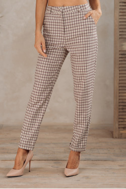 Повседневные женские брюки в клетку цвета виски