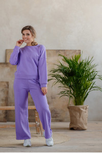 Purple double-knit sweatshirt without a hood for an everyday style. Лиловый