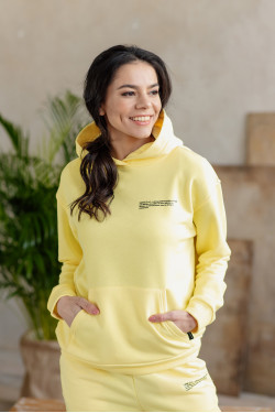 Citric hooded sweatshirt with a print, made of three-thread fleece.