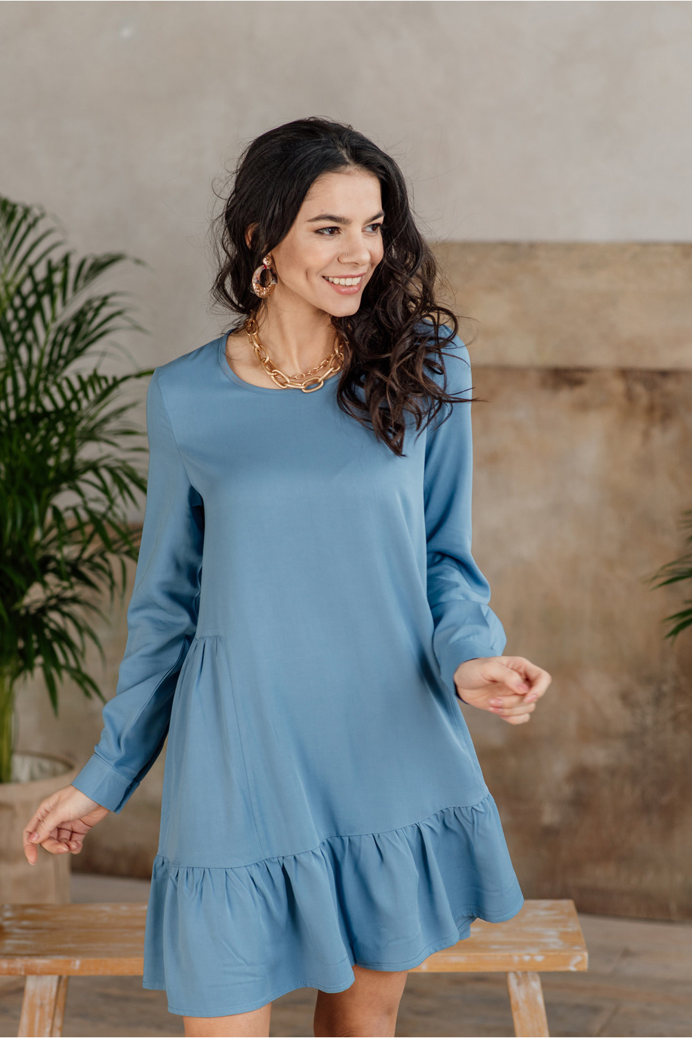 Платье 6011 Серо-голубой