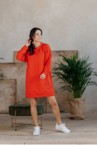 Orange oversized sports midi dress made of three-thread fleece Оранжевый