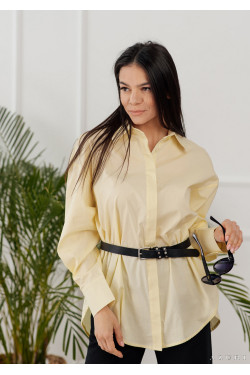 Желтая блуза-рубашка оверсайз из поплина с длинным рукавом Желтый