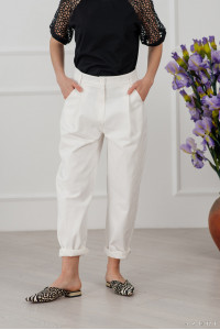 White high-waisted cotton banana jeans Белый