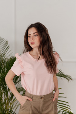 Peach-colored loose-fit cotton T-shirt with a Peach