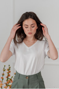 White basic cotton White -neck T-shirt Белый