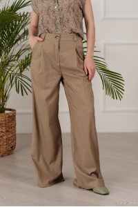 Льняные брюки палаццо цвета фундук для летнего гардероба Фундук