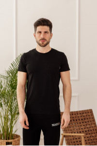 Men's Black cotton t-shirt with a pocket Черный