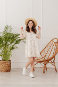 Romantic milky-white chiffon midi dress with Lactic Молочный