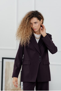 Plum women's semi-fitted jacket made of tiara fabric Сливовый