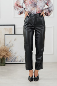 Брюки женские экокожа с высокой талией черные Черный Черный
