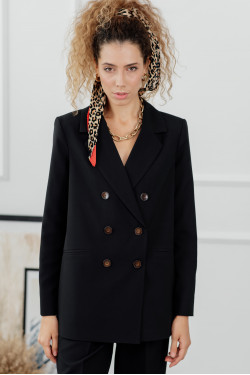 Жакет женский черный двубортный из костюмной ткани