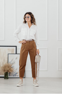 Caramel colored organic cotton slouchy jeans Карамель