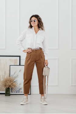 Caramel colored organic cotton slouchy jeans