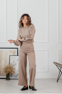 Costum de pantaloni Bej pentru femei, stil sport, din material lacosta. Бежевый