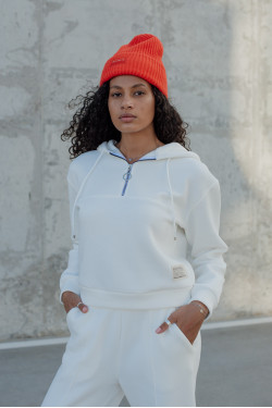 Lactic cropped fleece sweatshirt with a hood