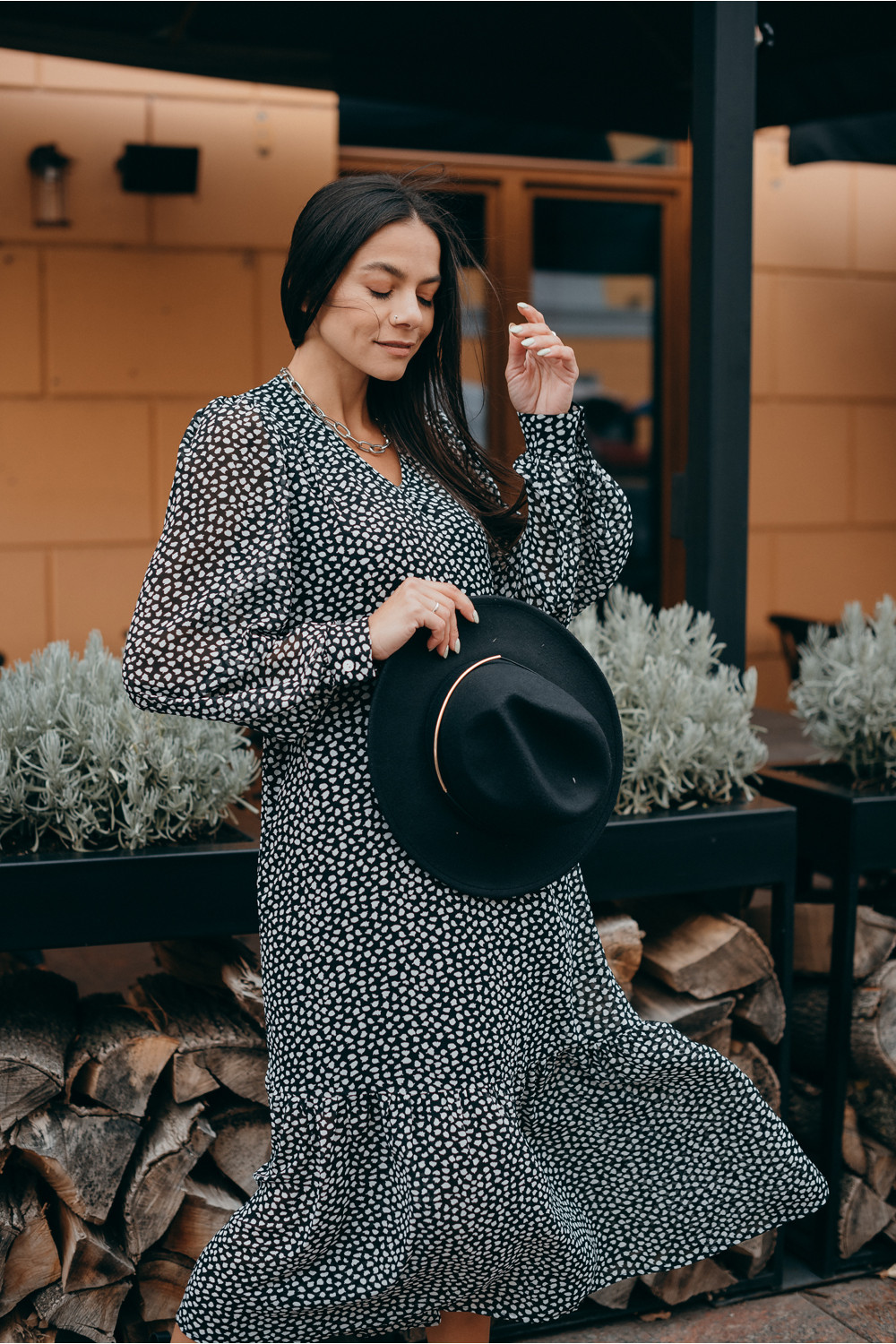 Платье 6115 Черный-белый