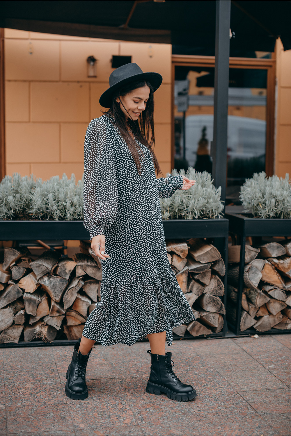 Платье 6115 Черный-белый