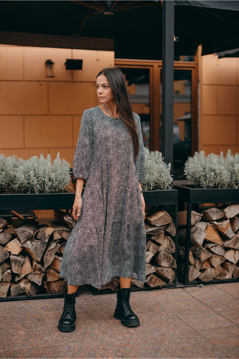 Платье 6129/1 Черный-белый