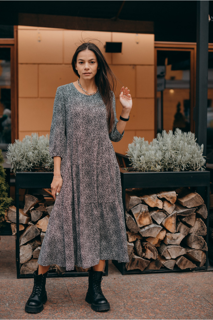 Платье 6129/1 Черный-белый