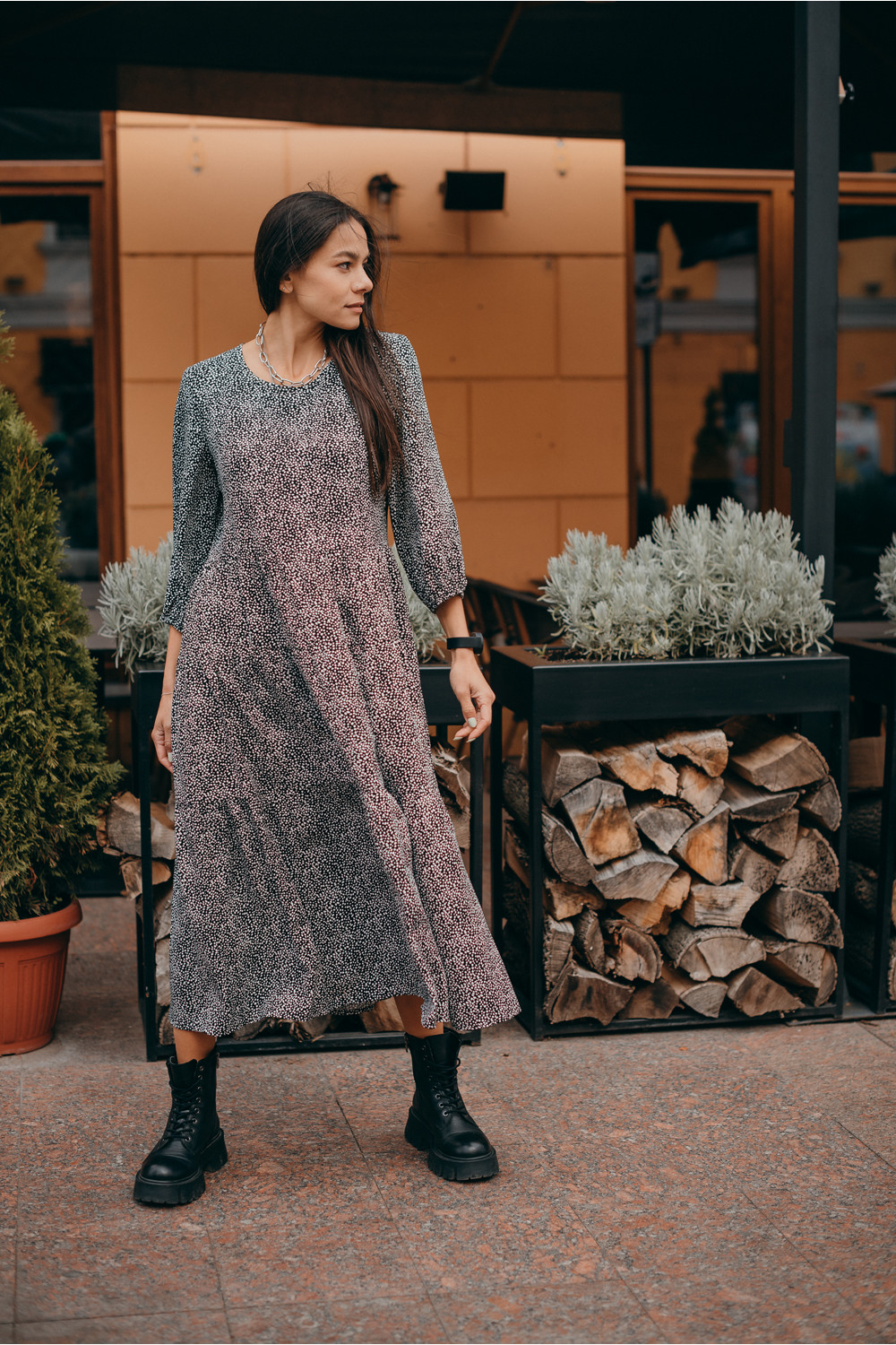 Платье 6129/1 Черный-белый