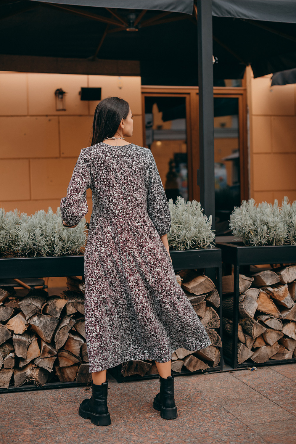 Платье 6129/1 Черный-белый