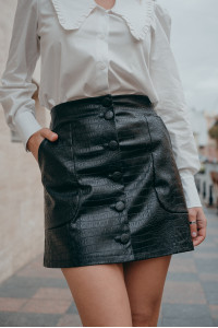 Black Black A-line skirt with patch pockets Черный