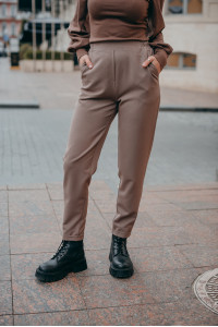 Everyday mocha-colored trousers with cuffs Mocha Мокко