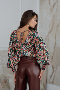 Green Armani silk blouse with chiffon sleeves Зеленый