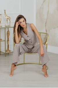 Beige plaid vest made of suiting fabric for the office Бежевый